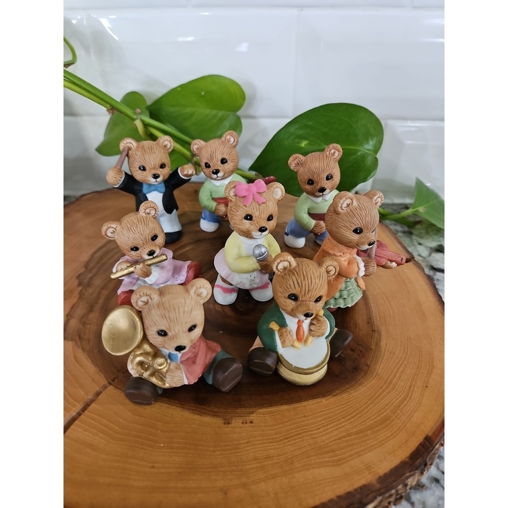 Homco Music Band Bears #1422 Set of 8 Porcelain Figurines w/ instruments - Picture 2 of 9